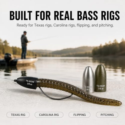 Tungsten Bullet Fishing Weights - Insert Free Worm Sinkers for Bass Fishing, Ultra Sensitive Texas & Carolina Rig Weights, Flipping & Pitching, 1/16, 1/8, 3/16, 1/4, 3/8, 1/2 oz, 5-12 Pack | 3 Colors 1/16-1/2oz Fishing Sinkers for Texas Rig, Carolina Rig,