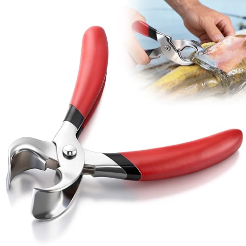 Catfish Skinning Pliers, Heavy Duty Steel Fish Skinner, Professional Fish Plier with Ergonomic Grips, Durable Multi Purpose Catfish Skinners, Fishing Pliers(Red,1 Pack) - color: Red