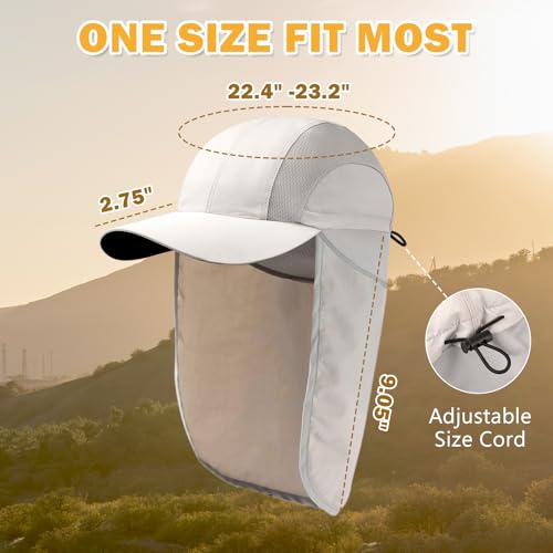 Mens Sun Hat with Breathable Mesh Sun Hats for Men Sun Protection Fishing Hat with Neck Flap for Hiking Cycling - color: Gray