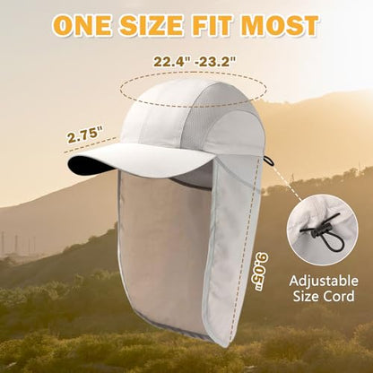 Mens Sun Hat with Breathable Mesh Sun Hats for Men Sun Protection Fishing Hat with Neck Flap for Hiking Cycling - color: Gray