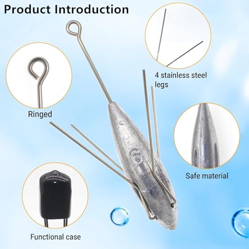 5 Pcs Sputnik Sinker Fishing Weights Lead Long Tail Fishing Equipment Surfing Casting Spider Sinkers for Saltwater Catfish Beach Sand Ocean