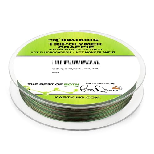 KastKing TriPolymer Crappie Advanced Monofilament Fishing Line, Higher Strength, Super Smooth, Low Light Refraction, Tri-Extrusion Advanced Mono Fishing line, Highly Abrasion Resistant - color: CAMO, size: 10LB-0.0087in-300Yds