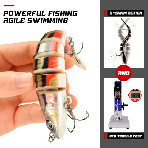HADORAM Lure Slow Sinking Glide Bait with Fur Tail Lifelike Fishing Tackle for Trout Shad Bass Musky - color: 5.4in-3Pcs