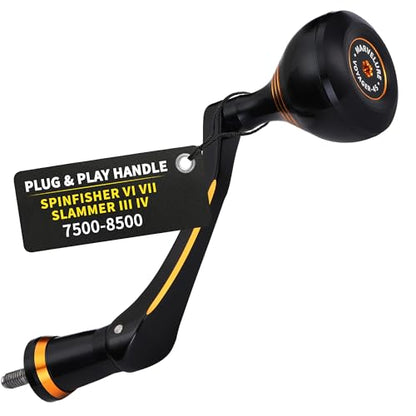 Titan Series Foldable Power Handle Compatible for Penn Spinfisher VI VII, Slammer III IV Spinning Reel (Not for Spinfisher Long Cast/V/SS) - size: For Slammer/Spinfisher 7500-8500 Thread