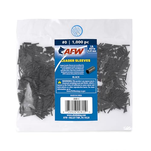 AFW Thin Wall Double Barrel Crimp Sleeves - Premium Fishing Copper Crimp Sleeve with Burr Free Black Finish, Enhanced Flexibility - Durable and Lightweight - Retail & Bulk Pack Available - color: Black, style: #0/.025" - 1,000 pc