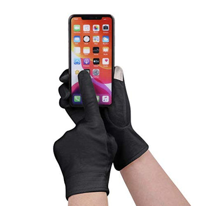 JIAHG Women Men's Driving Gloves Summer UV Sun Glove Non Slip Touchscreen Cotton Gloves Outdoor Sunblock Mittens for Cycling - color: Cotton-black Full Finger