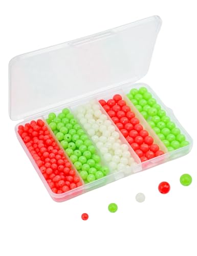 400pcs Glow Fishing Beads Kit - 6mm 8mm 10mm Glow in the Dark Fishing Line Beads Saltwater Freshwater, Round Plastic Lure Rigging Catfish Rig Bedas for Salmon Trout