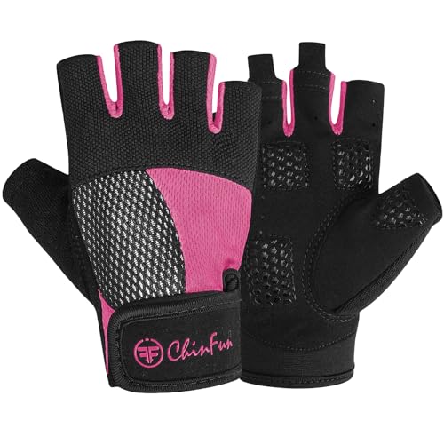 ChinFun Kayaking Gloves 3/4 Finger - Provide Cushioning and Protection, with Resistant Palm and Grip, Easy to Take on and Off, Perfect for Diving, Sailing, Kayaking - Men, Women, Youth - color: Fushcia, size: Medium