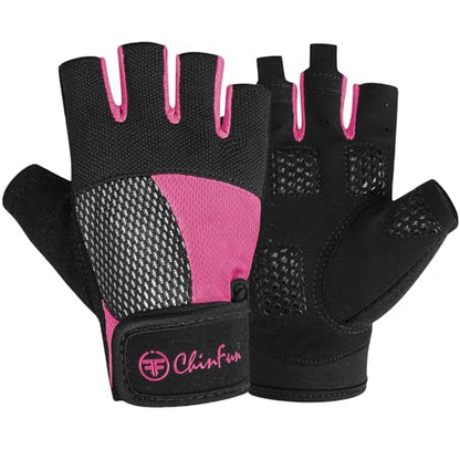 ChinFun Kayaking Gloves 3/4 Finger - Provide Cushioning and Protection, with Resistant Palm and Grip, Easy to Take on and Off, Perfect for Diving, Sailing, Kayaking - Men, Women, Youth - color: Fushcia, size: Medium