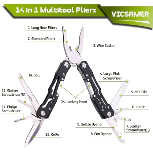14 in 1 Multitool Pliers Gives One Whistle as a Gift, Professional Pocket Pliers from Wife Daughter to Father Boyfriend Husband on Christmas, Birthday, Valentine's, Father's Day - Samest - size: Large