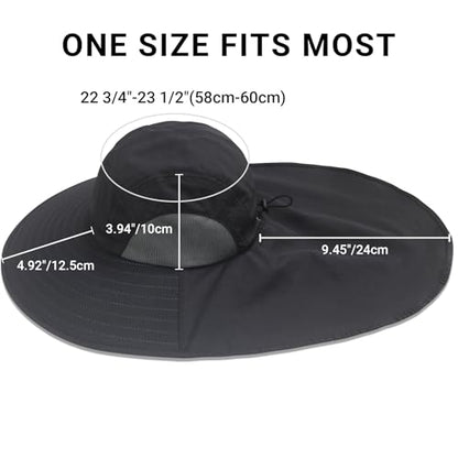 NPQQUAN Sun Hats for Men Women with Neck Flap UPF 50+ UV Protection Wide Brim Bucket Hat Safari Hiking Fishing Hats - color: Black（lightweight）