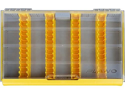 Plano Edge 3700 Vertical Jig & Spybait Box Tackle Storage, Gray and Yellow, Holds Up to 52 Vertical Baits, Rust-Resistant and Waterproof Bait Organizer Box - style: 3700 Standard V Jig Spy