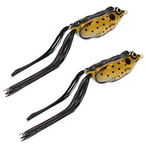 Reaction Tackle Hollow Body Frogs for Bass Fishing - Ultra Realistic Weedless Top Water Frog Lure for Bass, Snakehead, Pike and More - Floating Topwater Fishing Lures - 2 Pack - color: California Frog