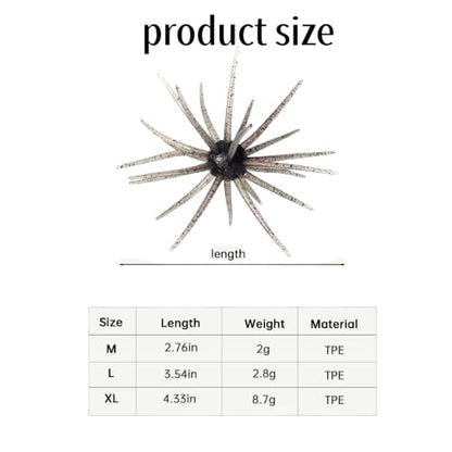 12PCS Mixed Sea Urchin Soft Lure, TPE Super Durable Tentacle Creature Soft Lures Easy Catch for Bass Pike Trout, Versatile Saltwater Freshwater Fishing Soft Bait - color: XL-6colour-12pcs