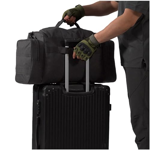APRILBAY Duffel Bag – Heavy Duty Tactical Gym Bag for Men, Splashwater-Proof Weekender Travel Bag for Basketball, Football, Soccer, Hiking, and Hunting (Black) - color: Black