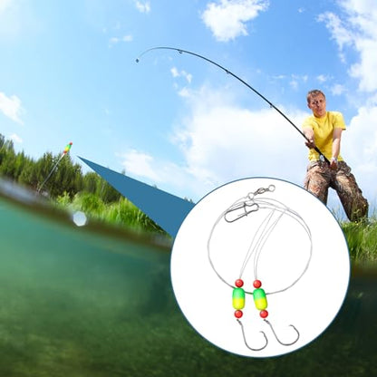 JellyArch 12 Pcs Pompano Rigs for Surf Fishing Offshore Surf Fishing Rigs Saltwater Gear Tackle with 2/0 Circle Hooks Double Circle Swivels Duo Lock Snaps - color: Yellow Green