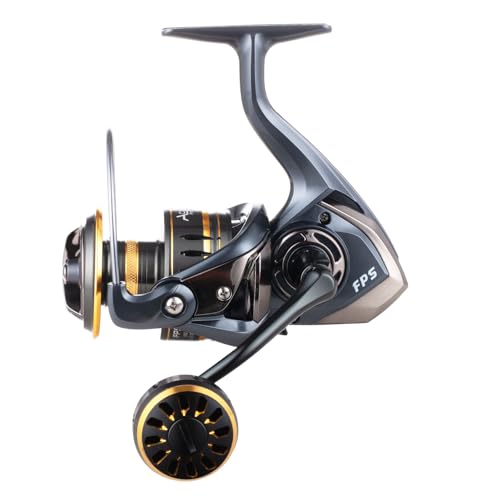 Saltwater Spinning Reel,13+1BB Ultra Smooth Saltwater Fishing Reels,Powerful Carbon Drag,CNC Aluminum Spool & Handle - color: tarnish&gold, size: 5000