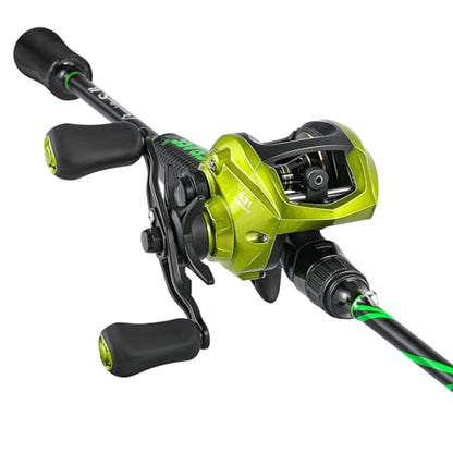 One Bass Fishing Rod Reel Combos, Spinning & Casting Combo, Graphite 2Pc Blanks, Stainless-Steel Guides, Super Polymer Handle - color: Casting Combo-Right Handed, size: 7'0"