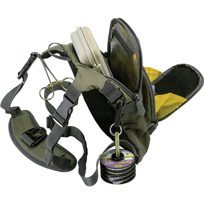 Fall River Fishing Chest Pack, Fits Up to 2 Tackle/Fly Boxes, 152 Cu in / 2.5 L - color: Olive Green