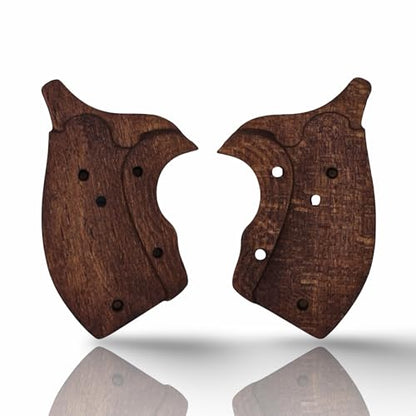 J Round Revolver Grips Compatible with S&W, Real Wood Gun Grips fits Smith & Wesson J Frame Round Butt .38 Special and 9mm Revolvers/Screw Included - color: Fishscale - Brown, size: Beech Wood