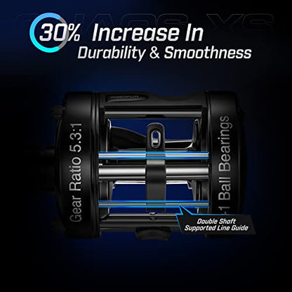 Piscifun Chaos XS Baitcasting Fishing Reel, Reinforced Metal Body Round Baitcaster Reel, Smooth Powerful Saltwater Inshore Surf Trolling Reel, Conventional Reel for Catfish, Musky, Bass, Pike - color: Black, style: 50 Right Hand Retrieve