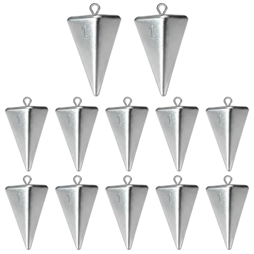 Fishing Weights Pyramid Sinkers Kit Bullet Fishing Weights Sinkers for Ocean Saltwater Surf Fishing Gear Tackle 1oz 2oz 3oz 4oz - color: 1oz-12pcs