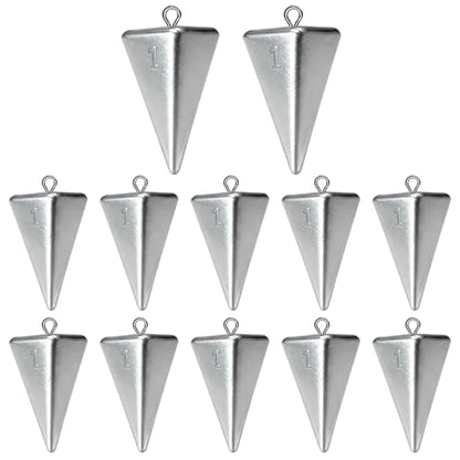 Fishing Weights Pyramid Sinkers Kit Bullet Fishing Weights Sinkers for Ocean Saltwater Surf Fishing Gear Tackle 1oz 2oz 3oz 4oz - color: 1oz-12pcs