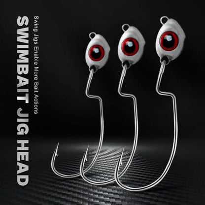 OJY&DOIIIY Fish Eye Swimbait Jig Heads, 12/20 Pack Weighted Hooks for Texas Rig or Ned Rig Fishing 1/8 3/16 1/4 3/8 oz - style: 1/2oz, 4/0, 20 Pack