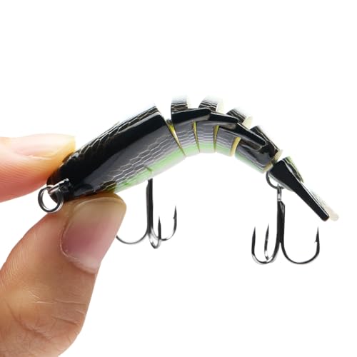 Bassdash SwimPanfish 0.34oz Hard Swimbaits Multi Jointed Topwater Trout Bass Fishing Crank Lure for Freshwater and Saltwater - color: Fluorescent White Shad