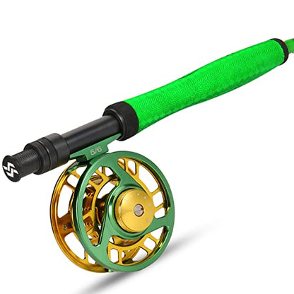 Sougayilang Standard Fly Fishing Combo Starter Kit, 5/6 Weight 9' Fly Rod with SuperPolymer Handle, Accessories, Carrying Case, Fly Box Case & Fishing Flies - color: Green