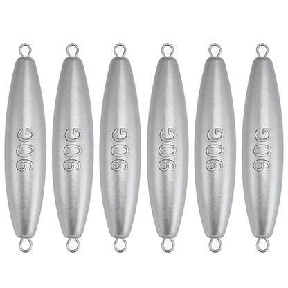 Trolling Weights Inline Fishing Weights Sinkers Double Ringed Weights for Saltwater Freshwater Fishing Get Lures Deeper 1oz to 5oz - style: 3 Ounce-6pcs