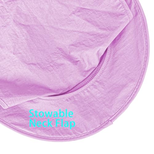 Sun Hats for Men Women Fishing Hat UPF 50+ Breathable Wide Brim Bucket Hats Summer UV Protection Safari Hat with Neck Flap - color: Purple