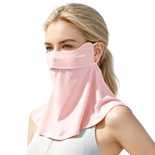 UPF 50+ Sun Protection Face Mask with Neck Coverage, UV Face Mask for Outdoor Activities, Unisex Breathable Sun Mask - style: Pink