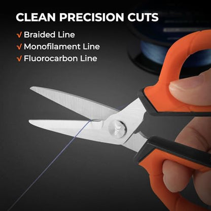 KastKing Paradox 6-inch Fishing Scissors for Braided Fishing Line, Fishing Line Cutters With Stainless Steel Blades and Non-Slip Rubber Handle, Protective Sheath With Built-in Hook Sharpener - style: C: 6" Braid Scissors