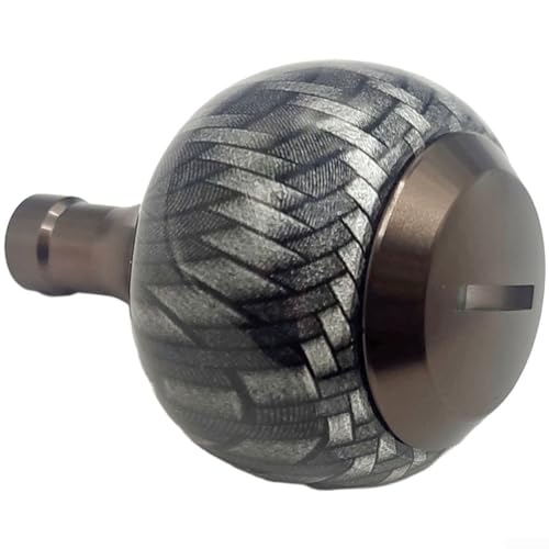 Carbon Fiber Reel Knobs for Daiwa Fuego Reels, Aluminum Spherical Grip Ball Handles with Bearings, Lightweight Fishing Reel Upgrade Parts - color: black