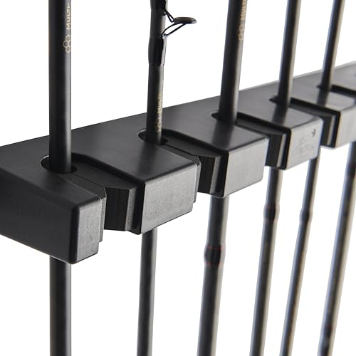 Berkley Horizontal Fishing Rod Rack, Stores 6 Rods, Black, Soft Foam Grip Pads Protect Rod Finishes, Durable Construction, Easy to Mount with Common Tools - style: Horizontal 6 Rod Rack (New Model)
