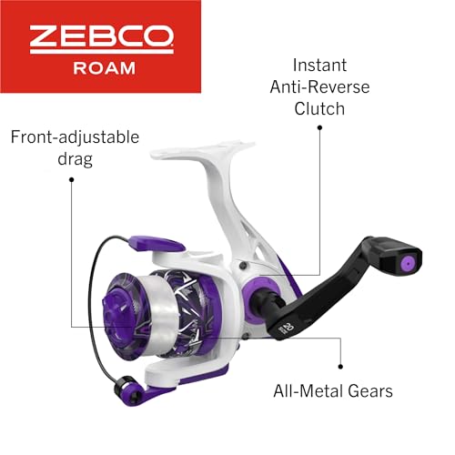 Zebco Roam Spinning Reel and Fishing Rod Combo, Fiberglass Rod, Split ComfortGrip Handle, Soft-Touch Handle Knob, Reversible Retrievee - color: Prism Purple, size: 6-Foot, Size 20 Reel
