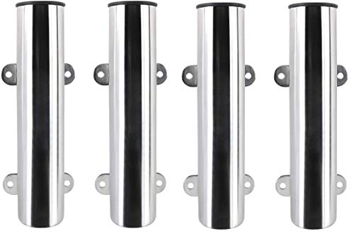 Amarine Made 4-Pack Boat Marine Fishing Stainless Steel Side Mounted Transom Mounted Rod Holders with Weld Brackets