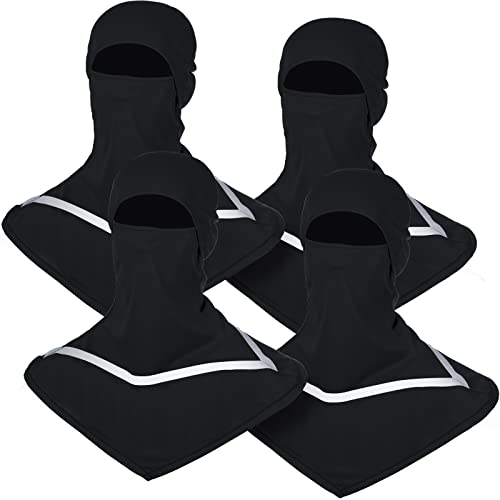 Seematn 4 Pcs Summer Balaclava Men Women Sun Face Mask for UV Protection Neck Covers with Reflective Strip Construction Work - color: Black