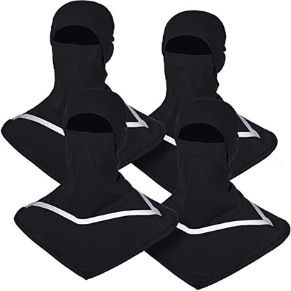 Seematn 4 Pcs Summer Balaclava Men Women Sun Face Mask for UV Protection Neck Covers with Reflective Strip Construction Work - color: Black