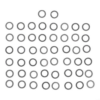FABULETTA Fishing Reel Knob Gasket, M2.5 Locking Screw Set, Metal Adjustment Washers for Rocker Arm Handle Repair, 50pcs Silver Hardware Kit(6 * 0.1mm) - size: 6*0.1mm