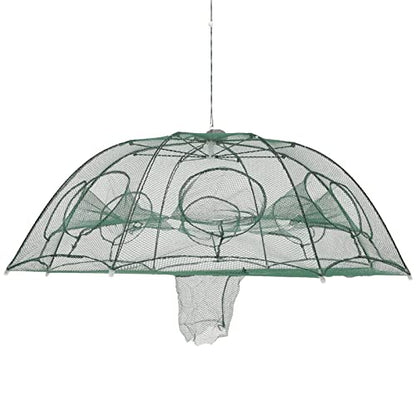 Fishing Net Portable and Foldable Umbrella Fishing Bait Net - Easy to Use Fishing Tool for Crayfish,Shrimp,Crab, Catfish - color: 8 Holes