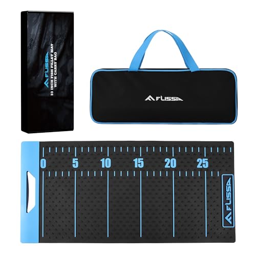 FLISSA 33" Non-Slip Fish Fillet Mat with Storage Bag, Portable & Durable Fish Cleaning Mat, Measuring Scale for Easy Filleting, Cleaning, and Cutting, Ideal Fishing Gift
