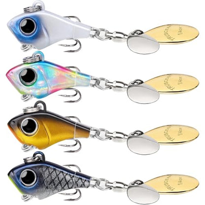 TRUSCEND Vibespinner Easy Catch Fishing Lures with BKK Hooks, Tail Spinner Baits with 4 Actions, Vibrating Swimming Flashing & Jigging for More Bites, Spoon Lures for Bass Trout Crappie Walleye Pike - color: A1-1/4oz-7g