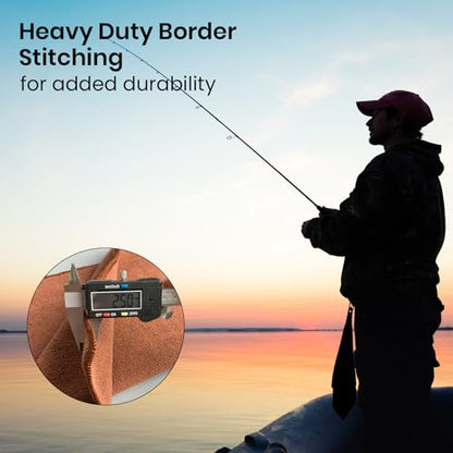 Pristis 3 Pack Fishing Towels with Clips & one Heavy Duty Zinger Retractor, 16x16'' Retractable Plush Microfiber Bait Towel with Loop, Absorbent Utility Accessory for Fly Fishing Kayaking Hiking Boat