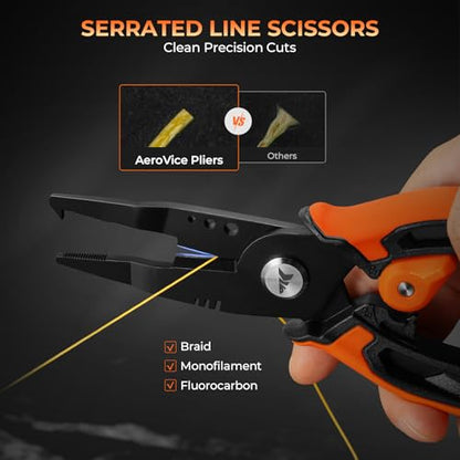 KastKing AeroVice 7.5” Fishing Pliers, 420 Stainless Steel, Uni-Body Construction, Lightweight & Corrosion-Resistant, Multi-Function Jaws, Braid Cutters, Sheath, Lanyard & Carabiner - style: 7.5'' Split Ring Nose