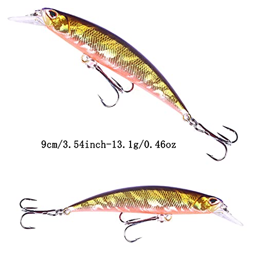 Jerk Baits for Bass Fishing, Jerkbait Fishing Lures, Minnow Lures Jerk Bait for Freshwater/Saltwater Fishing Lures for Trout Pike, 5pcs/10pcs with Box - color: H:3.54in/0.46oz/5pcs