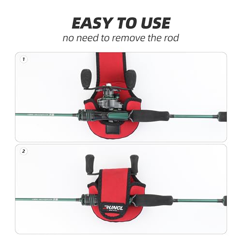 RUNCL Baitcasting Reel Bag – Protective Storage Pouch for Baitcasting Reels & Spinning Reels, Lightweight & Durable, Ideal for Freshwater & Saltwater Fishing Trips (Red & Black) - color: B-Red & Black
