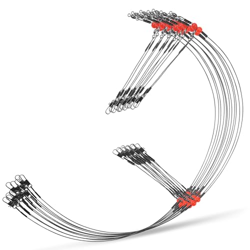 Fishing Leaders Saltwater Tackle Rig Surf Fishing Rigs with Swivel Snaps High Strength Wire Leader Bottom Rigs Fishing Gear Equipment for Lures Bait Hooks - color: Black Stainless Steel, style: 2 Arms-12pcs
