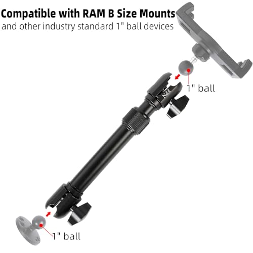 All-Aluminum Extension Double Socket Arm, Adjustable Telescopic Mounting Arm 8.6 to 11.3 Inch, Compatible with RAM B Size Mounts and Other Industry Standard 1" / 25mm Ball Component - size: 8.6 to 11.3"